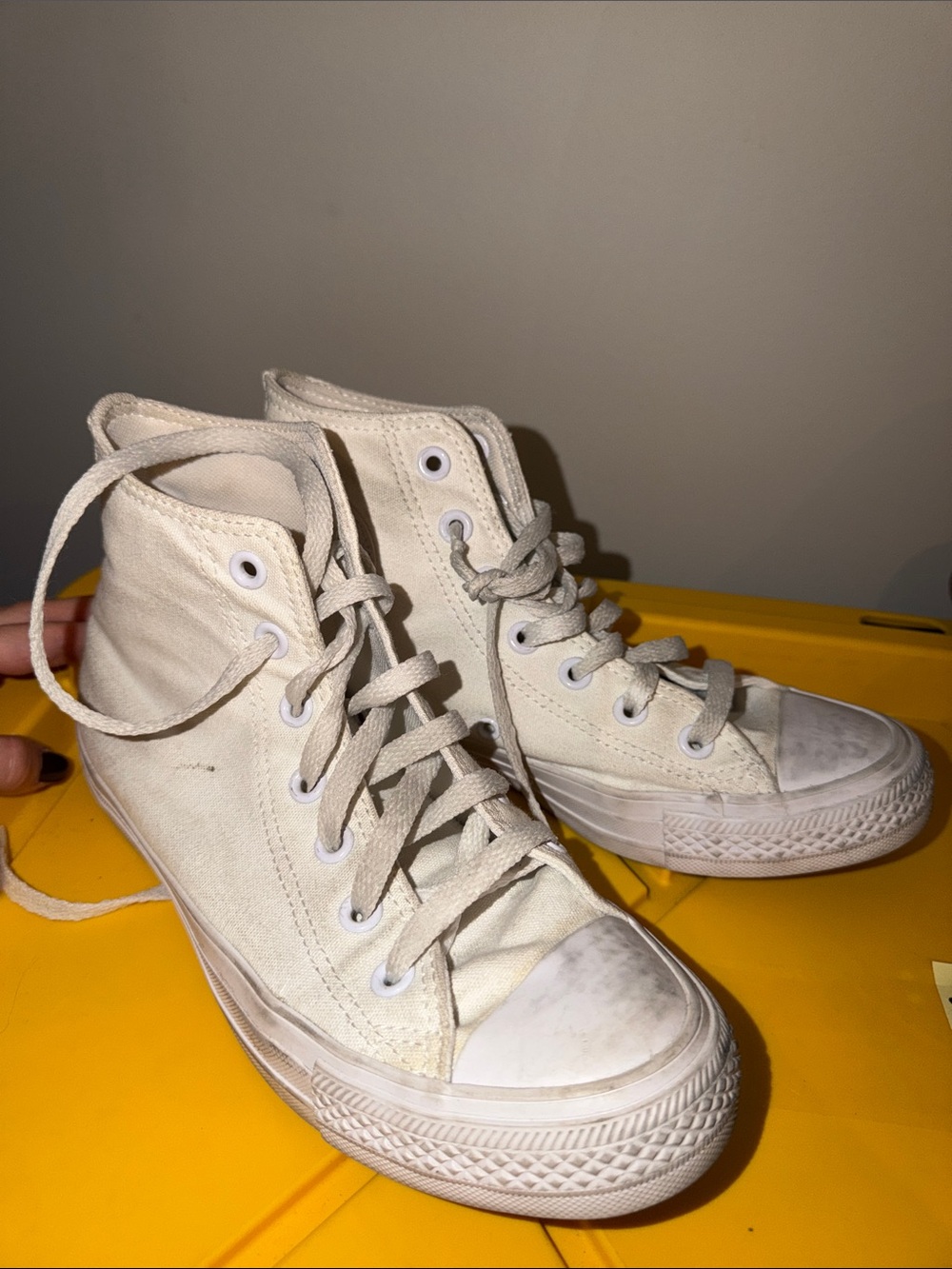 Converse High-Top Canvas Sneakers in Off-White